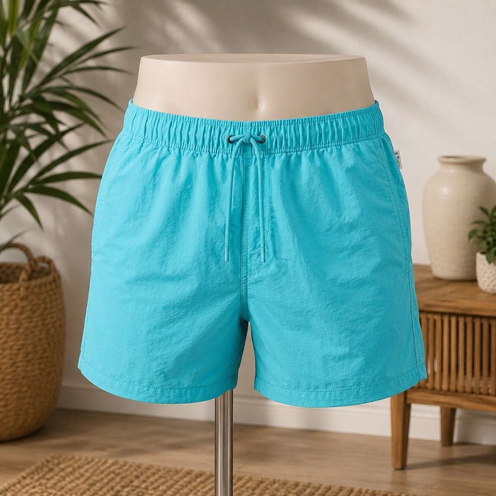 NWT Open Edit Swim Trunks Mens XS Teal Radiance‎ Crinkle Nylon Mesh Lined Shorts